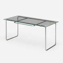 attribution Marcel Breuer, Desk, c. 1930, chrome-plated steel, glass