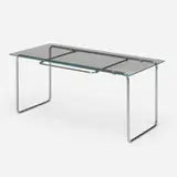 attribution Marcel Breuer, Desk, c. 1930, chrome-plated steel, glass