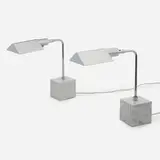 Koch & Lowy, Table lamps, pair, c. 1975, marble, chrome-plated brass