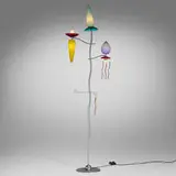 Andrea Anastasio, Giocasta Terra floor lamp, c. 1990, sandblasted and chrome-plated steel, colored glass