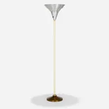 attribution Kurt Versen, Floor lamp, c. 1940, aluminum, brass, enameled brass