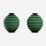 Napoleone Martinuzzi, Deco vases, pair, 1998, incamiciato glass