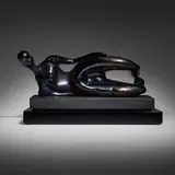 Pino Signoretto, Reclining nude figure, c. 1985, hot-worked and iridized glass