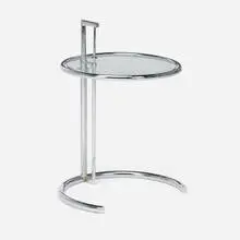 Eileen Gray, Adjustable occasional table, c. 1995, chrome-plated tubular steel, glass
