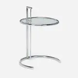 Eileen Gray, Adjustable occasional table, c. 1995, chrome-plated tubular steel, glass