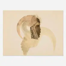 Avel de Knight, Spirit Masks I (from the Mask series), c. 1974, oil with pen and ink on paper