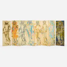 Sidney Garrett, Untitled (Eight-panel screen of Donatello's David), painted canvas over wood