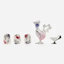 Antonia Campi, Collection of five Daliesque table articles, c. 1951-55, glazed earthenware