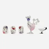 Antonia Campi, Collection of five Daliesque table articles, c. 1951-55, glazed earthenware