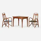 Thonet, Occasional table and two armchairs, model 511