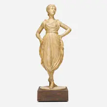 attribution William Rush, Figure of a Dancing Girl, c. 1815, wood, metal, gold leaf paint