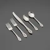 Wallace Silversmiths, Rose Point flatware service, sterling silver, stainless steel