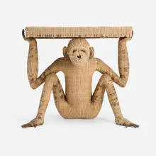 Mario Lopez Torres, Monkey console table, 1974, woven rattan, lacquered steel