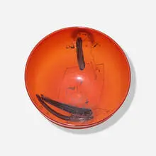 Ann Wolff, Untitled, 1978, hand-blown glass with fired black enamel drawing