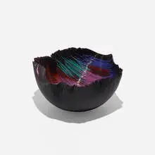 Untitled by Toots Zynsky, c. 1988, Filet-de-Verre, fused and thermoformed colored glass threads, sold Jun 2016