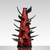 Carmine Venetian with Prussian Blue Leaves by Dale Chihuly, 1989, hand-blown glass with gold inclusions, sold Jun 2016