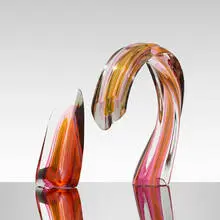 Red/Amber Descending Form by Harvey Littleton, 1985, barium/potash glass with multiple cased overlays of Kugler color, sold Jun 2016