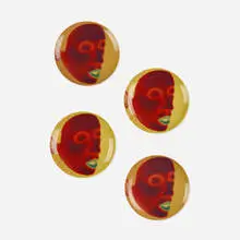 Ed Paschke, set of four plates (from Editions for the Renaissance Society), 1997, transfer-print on porcelain