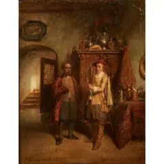 Two Interior Scenes by Hendricus Johannes Scheeres, oils on boards, [approximate dimensions -, offered Aug 2025