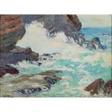 William Henry Price, Waves Crashing, oil on board, [approximate dimensions -