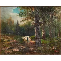 Julian Rix, Landscape with Figure, oil on canvas, [approximate dimensions -