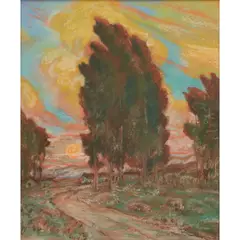Landscape with Path by Charles Mathew Crocker, pastel on paper, [approximate dimensions -, offered Aug 2025