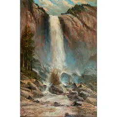 Manuel Valencia, Nevada Falls, Yosemite, oil on canvas, [approximate dimensions -