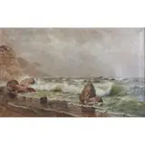 Nels Hagerup, Waves Crashing on the Shore, 1901, oil on canvas, [approximate dimensions -