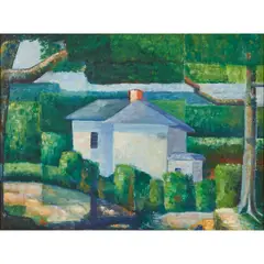 Oscar Florianus Bluemner, Landscape with House, oil on board, [approximate dimensions -