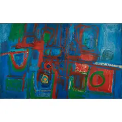 Abstract by Mid-Century Modern, oil on canvas, [approximate dimensions -, offered Aug 2025