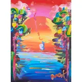 Peter Max, Better World, color, lithograph with acrylic mixed media on paper, [approximate dimensions -