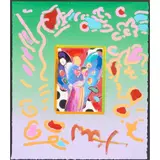Peter Max, Angel with Heart, acrylic on color print on paper, [approximate dimensions -
