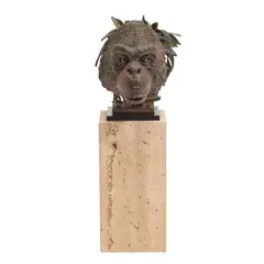 Theodore Gall, Wizard of Oz Inspired, Monkey Mask, bronze on marble, [approximate dimensions - overall: 10 5/8" H x 3 5/8" W x 6 1/2" D]