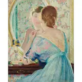 Woman at Vanity by James Roy Hopkins, oil on canvas, [approximate dimensions - canvas: 32 h x 26 w inches], offered Jul 2025