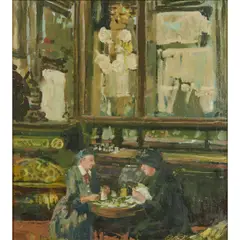 Geoffrey Lewis, "Tete a Tete,", oil on board, [approximate dimensions -