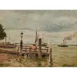 Coastal Scene by Lucien-Henri Grandgérard, oil on canvas board, [approximate dimensions -, offered Jul 2025