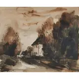 Maurice de Vlaminck, Street Scene, ink wash on paper, [approximate dimensions -