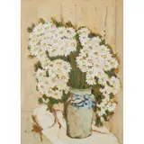 Viola Frey, White Daises, oil on canvas, [approximate dimensions -