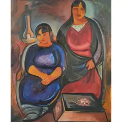 "The Sisters," by Marjorie Eaton, oil on canvas, [approximate dimensions - canvas: 35 h x 29 w inches], offered Jul 2025
