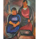 Marjorie Eaton, "The Sisters,", oil on canvas, [approximate dimensions - canvas: 35 h x 29 w inches]