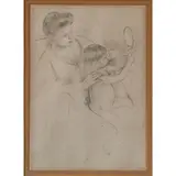 Mary Cassatt, Looking into the Hand Mirror, drypoint and etching, [approximate dimensions -