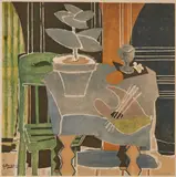 Georges Braque, Still Life (Plant in Vase, Palette on Table), lithograph, [approximate dimensions -