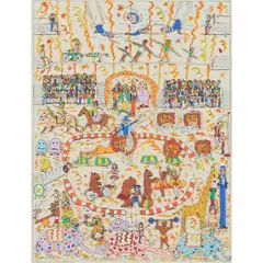 "Circus," by James Rizzi, 1984, lithograph with collage, [approximate dimensions -, offered Jul 2025