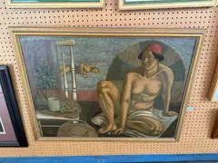 Norbert Schlaus, Seated Nude and Still Life, oil on canvas