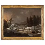 Peter von Bemmel, Paesaggio innevato con scena di caccia, oil on canvas
