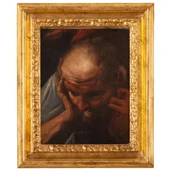 Antonio Zanchi, Studio di volto d'uomo, oil on canvas