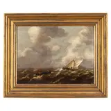 Jan Porcellis, Marina con vascelli, oil on panel