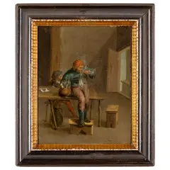 Justus Juncker, Interno con fumatore / Interno di taverna con bevitore, oil on panel