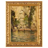 Vincenzo Caprile, Napoli, 1856 - 1936 / attr. a / Veduta costiera / Firmato V Caprile in basso a sinistra, oil on canvas applicato on cardboard