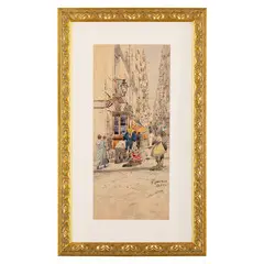 Vincenzo Loria, Salerno, 1849 - La Spezia, 1939 / I vicoli di Napoli / Firmato V Loria, Napoli in basso a destra, watercolour on paper